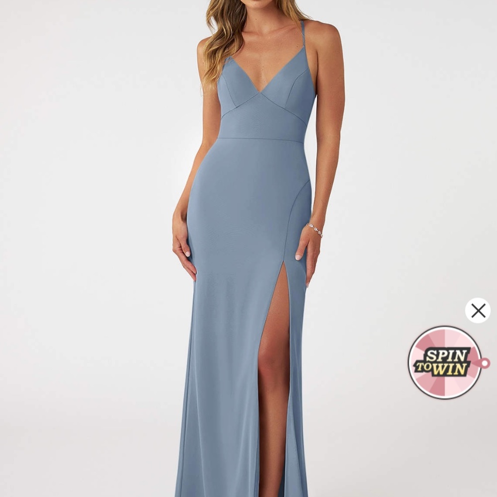 Unaltered Azazie Becca Bridesmaid Dress dusty blue